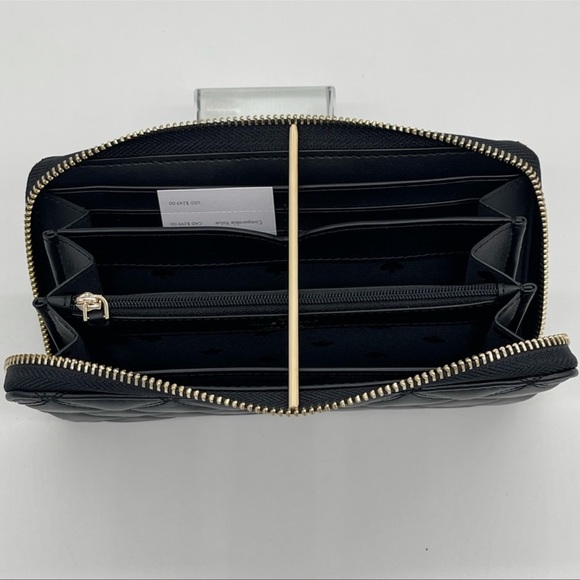 Kate Spade Natalia Smooth Quilted Leather Wallet Black - Picture 9 of 11